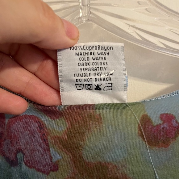 Blue Floral Open Blazer Ruffle Edges Casual Formal Top Jacket, Size L - Picture 6 of 8